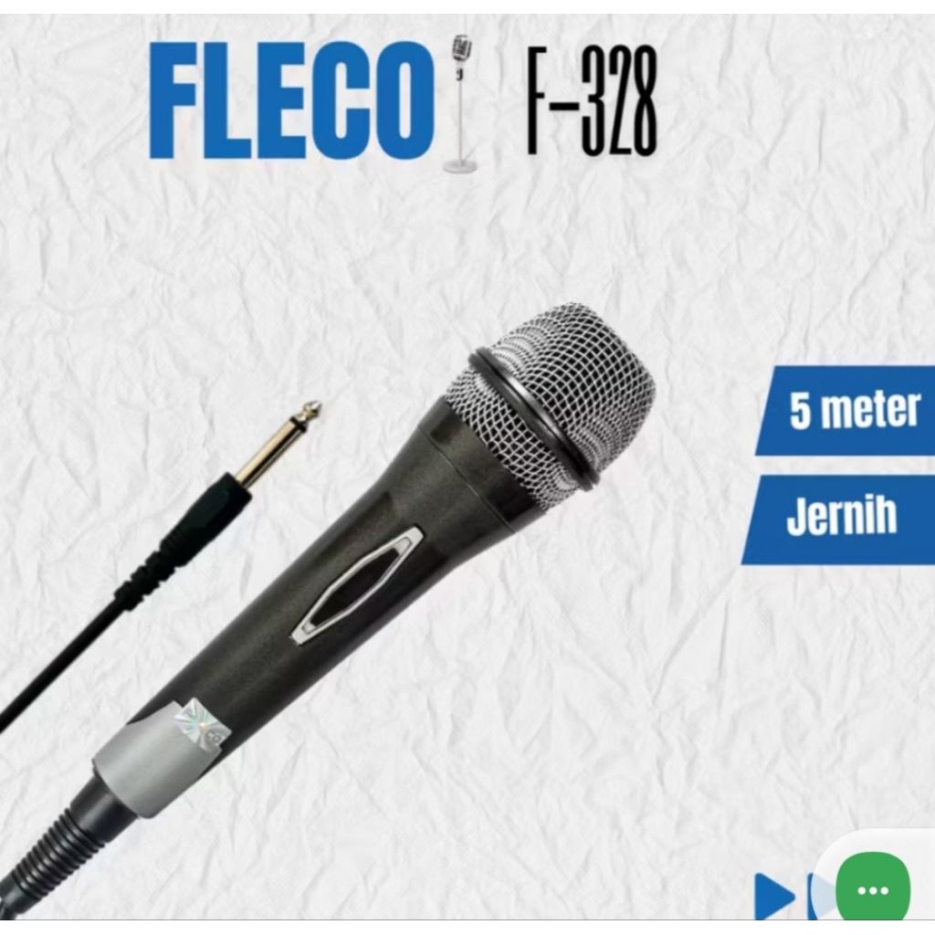 Mikrofon Karaoke Terbaru Fleco F-328 Panjang Kabel 5 Meter
