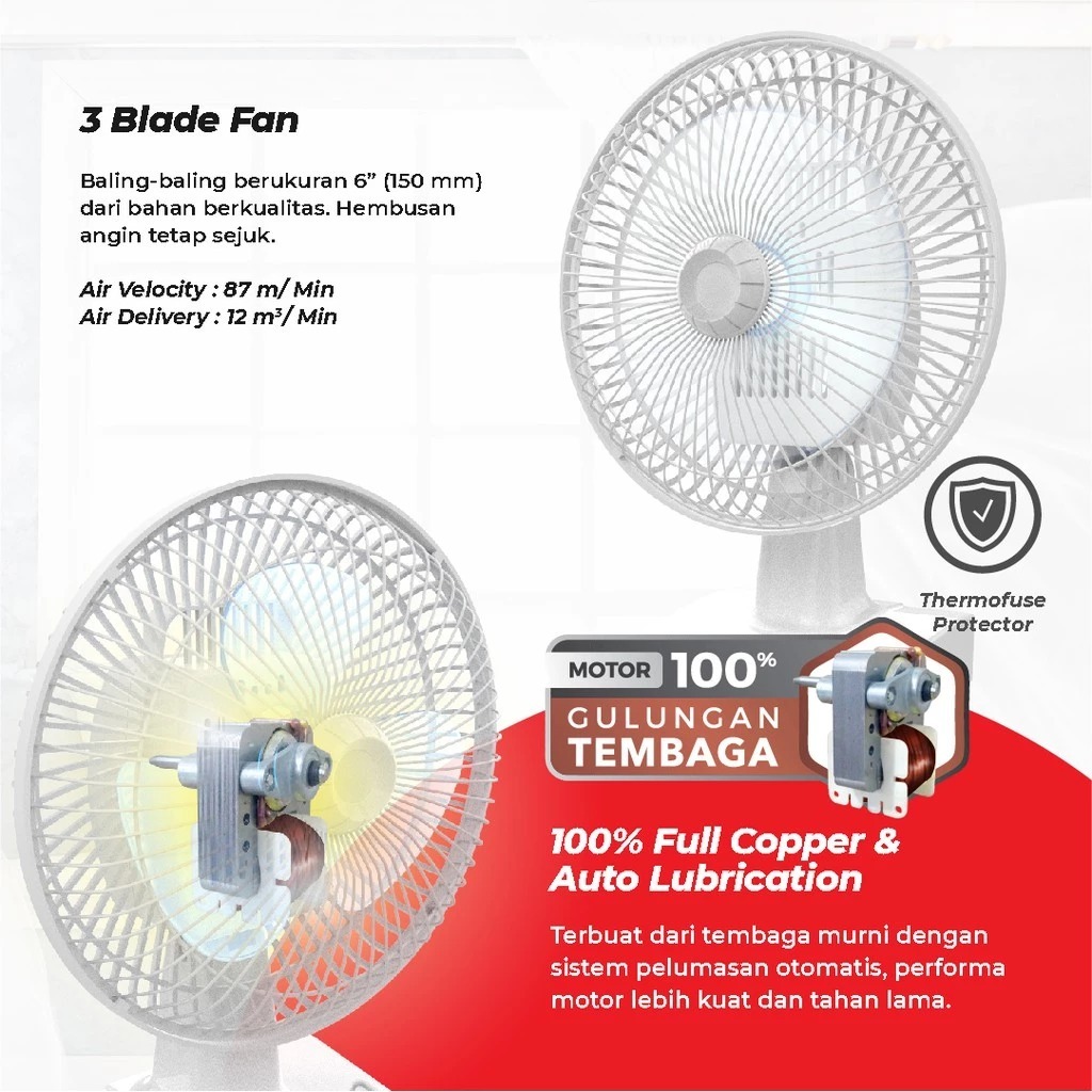 Maspion Kipas Angin Meja Desk Fan 6 Inch F-15 DA