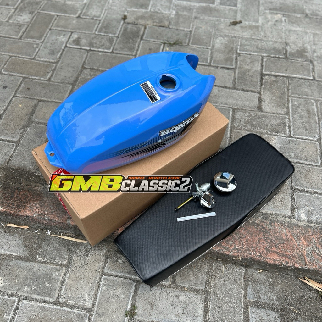 TANGKI CB125 SET JOK CB 9cm/ TANGKI CB MODEL BIRU LEMBAYUNG JOK CB 9cm SET KRAN SET TUTUP TANGKI