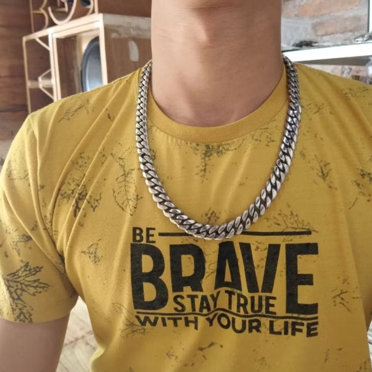 Kalung Cowok Keren Rantai Jumbo 12mm Asli Titanium Stainless Steel Anti Karat Model Terbaru