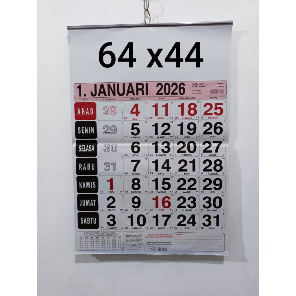 KALENDER DINDING 2026 KALENDER ALMANAK 2026 KALENDER JAWA 2026