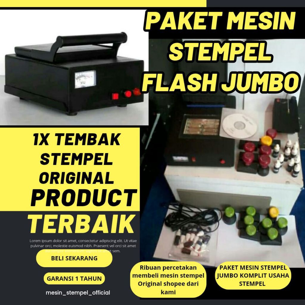 

Mesin Stempel Flash Paket JUMBO High=Import JUMBO Terbaik No.1 hanya 1x tembak (11.5x13.5cm area kaca)