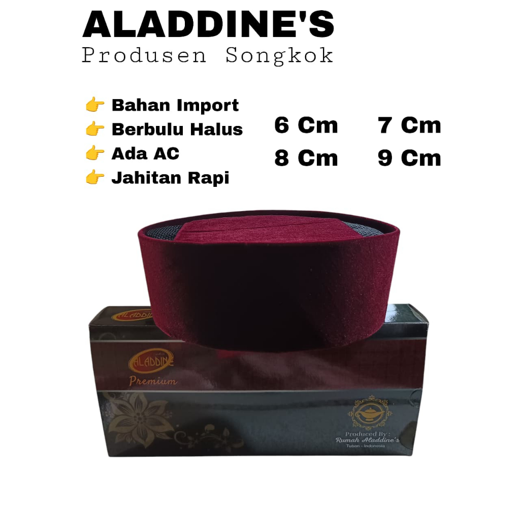 Peci songkok kopiah merah maroon tinggi 6cm,7cm,8cm,9cm,10cm