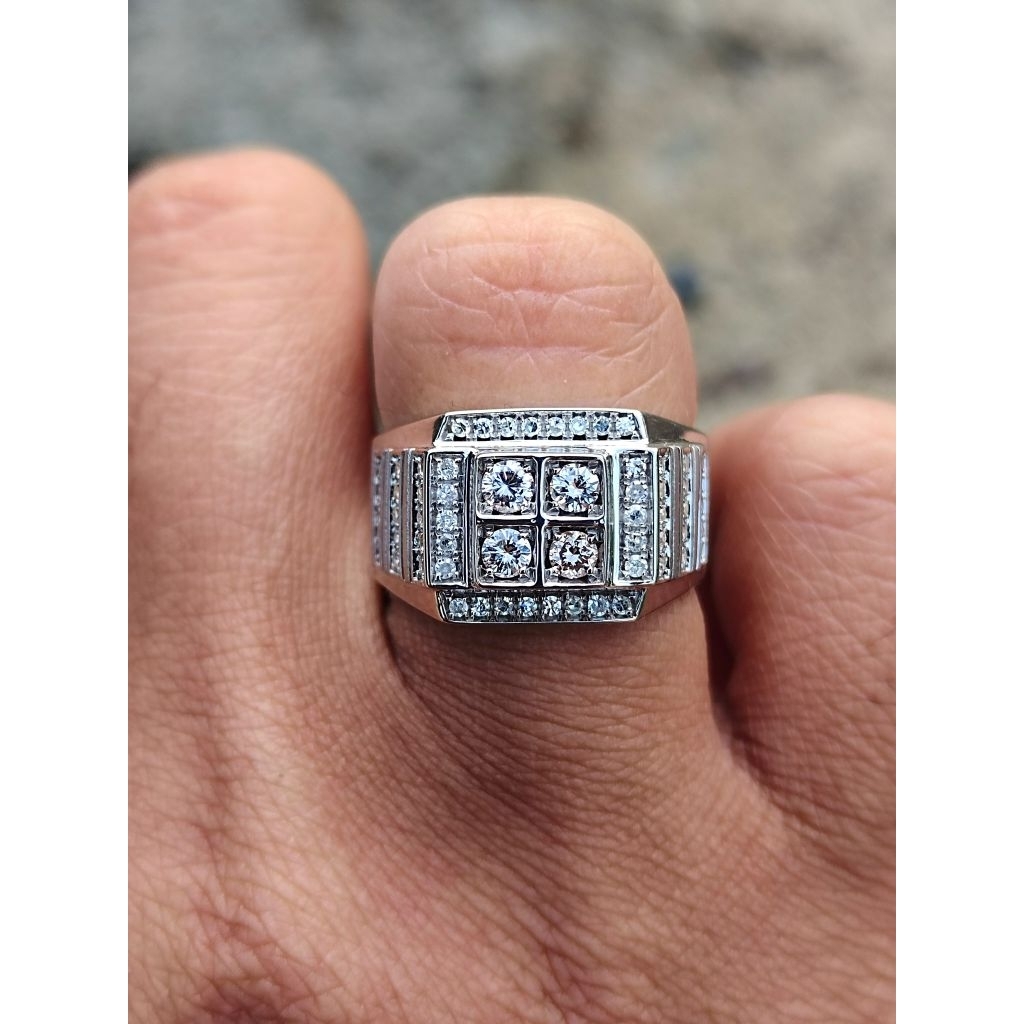 Cincin cowok full berlian asli cincin pria silver handmade cincin berlian mewah berkwalitas free mem