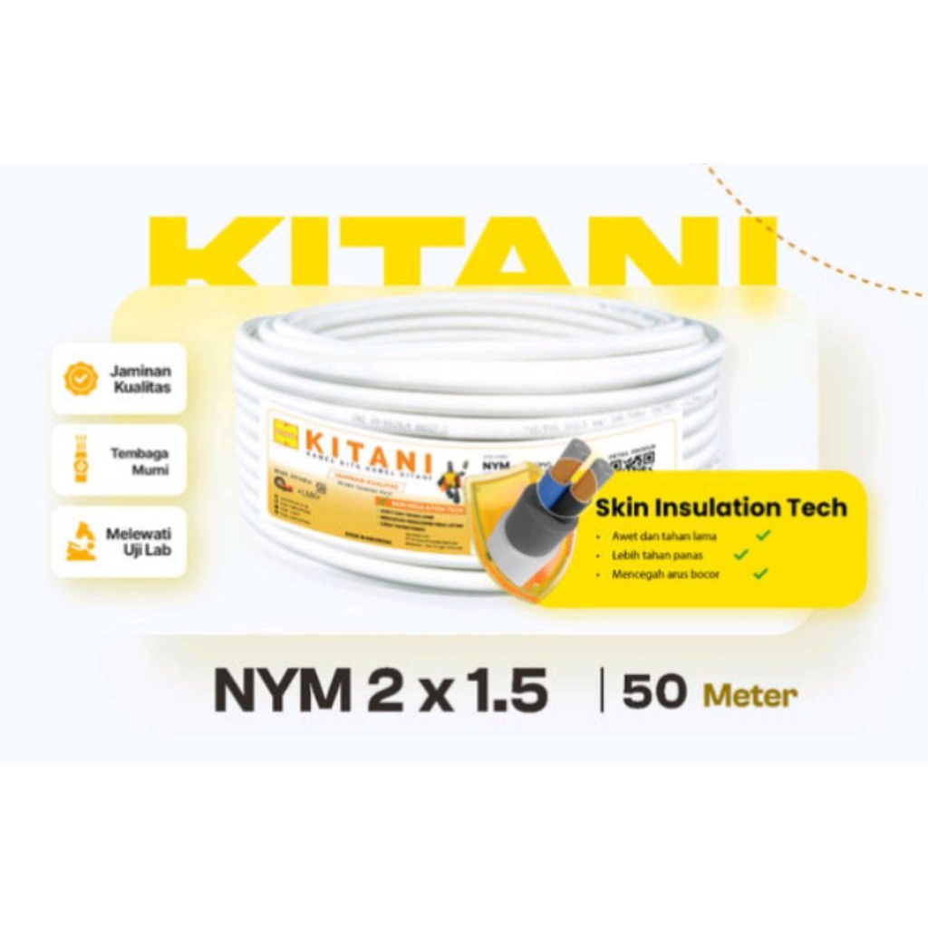 KITANI - NYMHY 2x1.5mm (50 Meter) Kabel Tembaga kawat