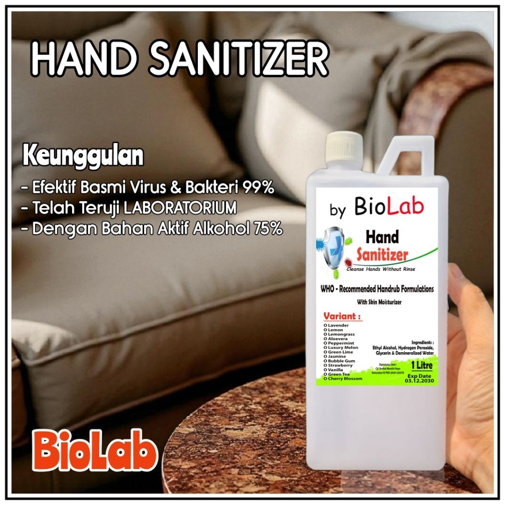 Hand Sanitizer 1Liter / Handsanitizer 1Liter Biolab ( Hand Sanitizer Kemasan 1Liter Isi Ulang )
