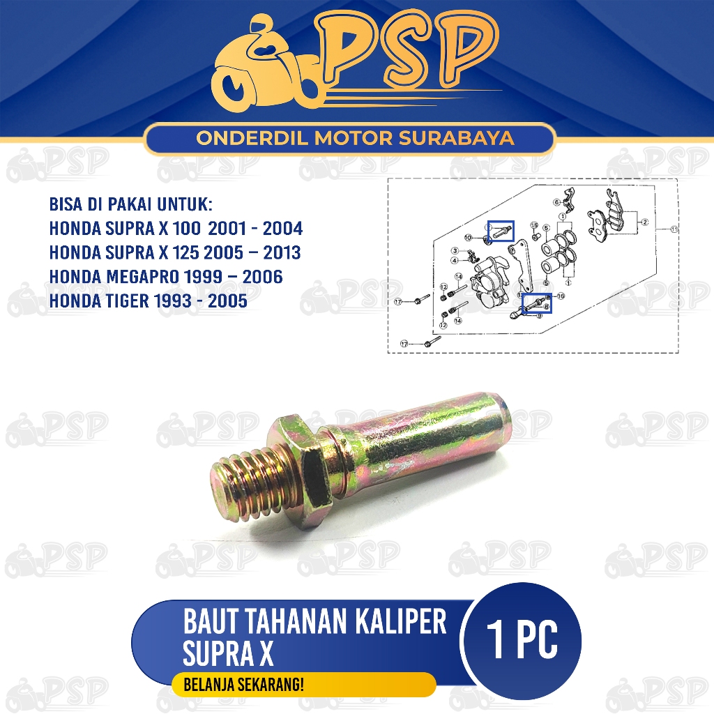 Baut Tahanan Kaliper Bawah Supra X - Baud Penahan Kampas Cakram Honda Supra X 125 Megapro Tiger