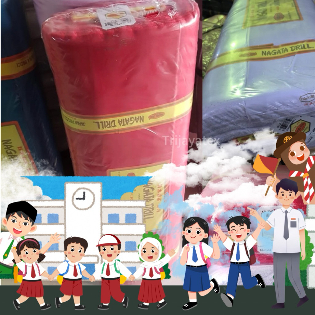 (1 ROLL) Bahan Kain Nagata Drill - Bahan Kain Seragam Sekolah SD, MI, SMP, SMA
