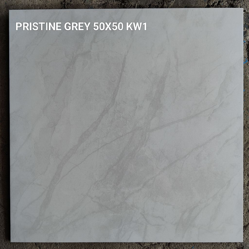 Keramik Lantai 50x50 Arwana Pristine Grey Mengkilap Motif
