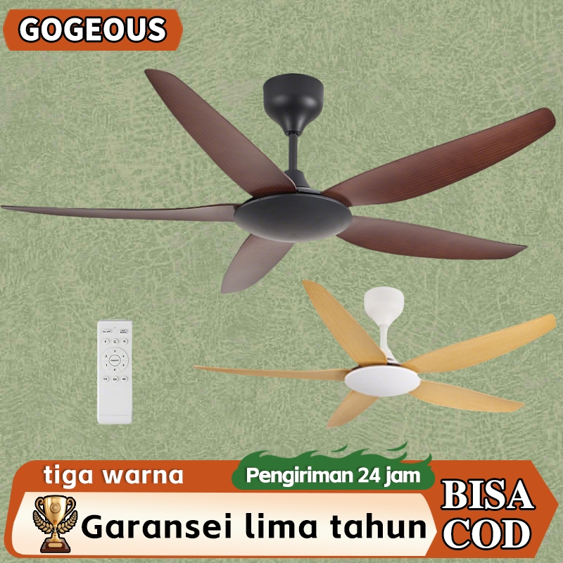 【COD】GOGEOUS Kipas Angin Gantung Plafon 52inci Kipas langit-langit Baling Hias Nordik Dengan Remote 