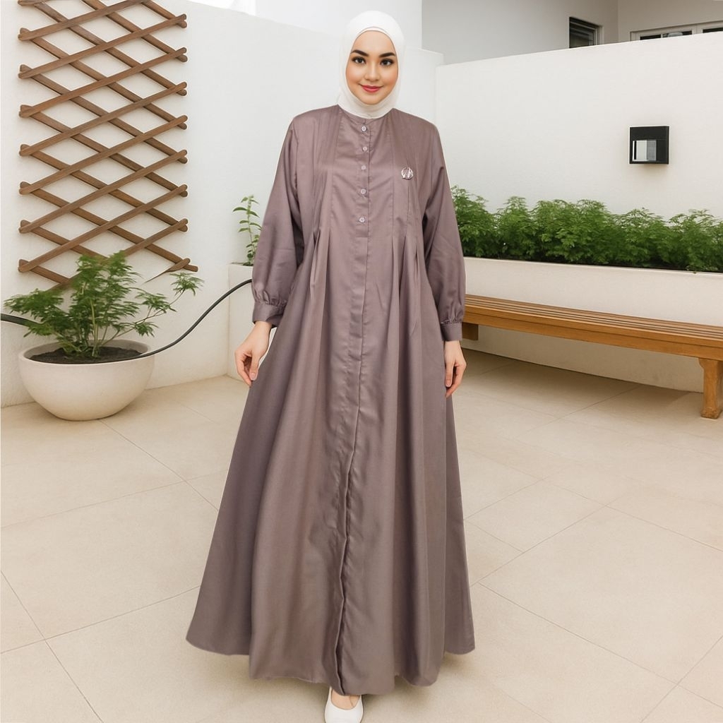 Gamis Katun Toyobo/Wanita Muslimah/Premium/Seragam Polos/Coklat