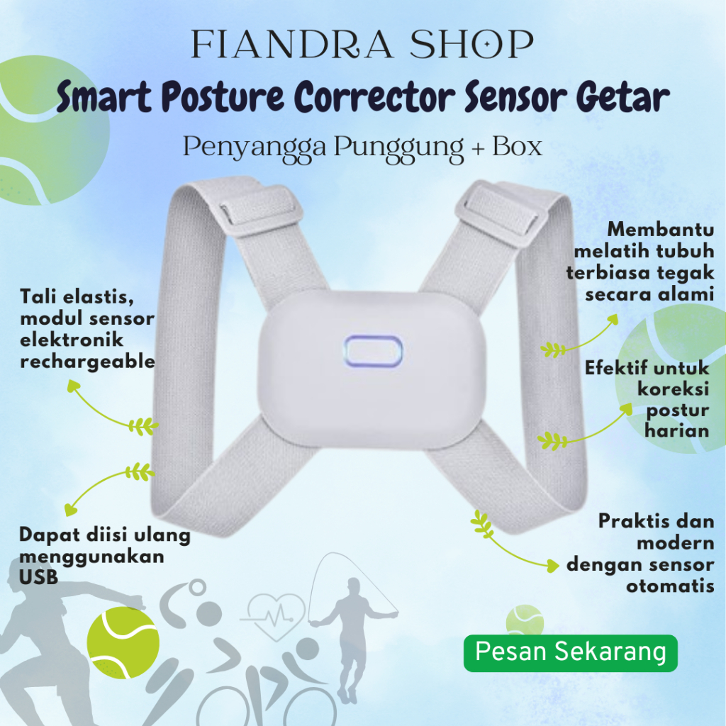 Smart Posture Corrector Adjustable Vibration Back Posture Corector Alat Penegak Punggung Pria Wanita