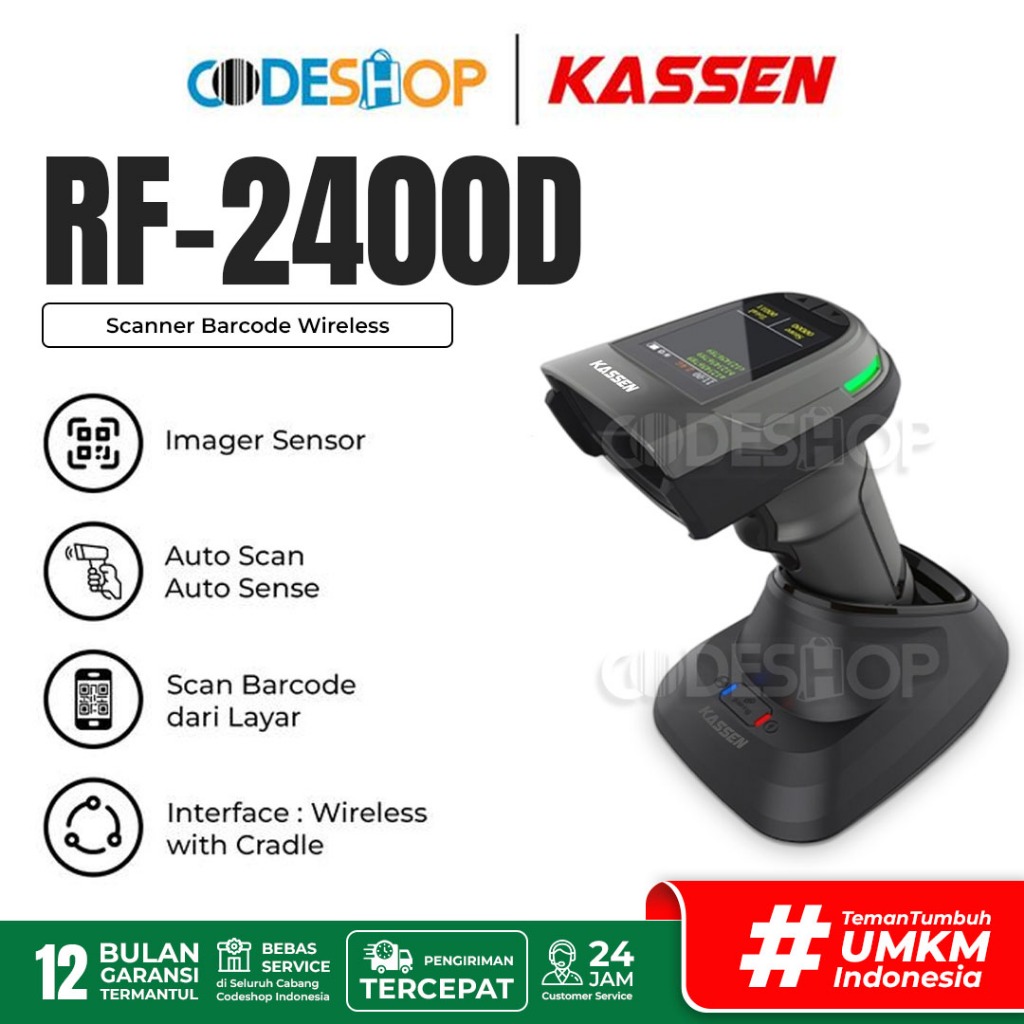 Scanner Barcode KASSEN RF-2400 2 Dimensi USB + WIRELESS