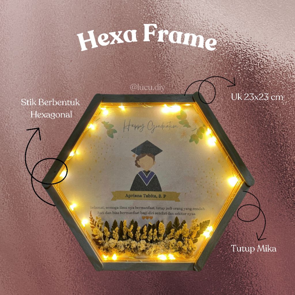 Gift- Hexa Frame Costum Name | Gift Box Hari Guru | Kado