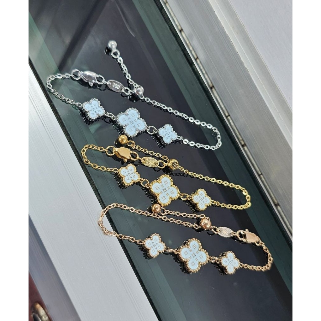 gelang serut titanium, gelang clover biru, gelang dewasa