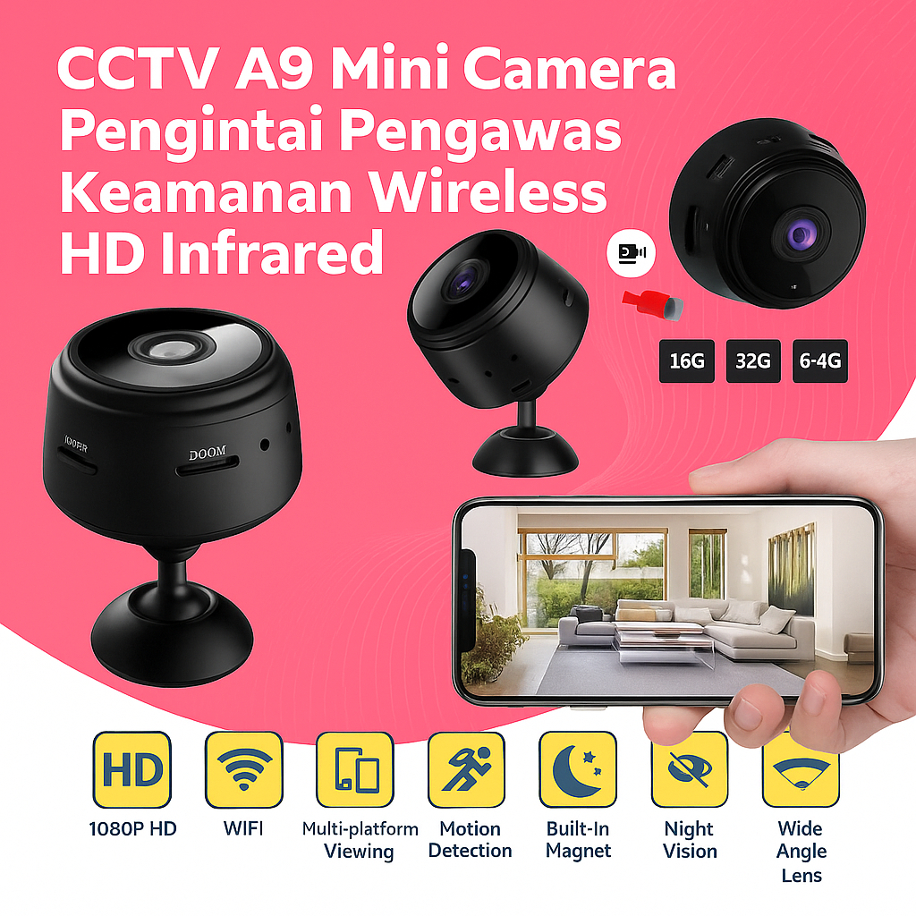 CCTV MINI Mini WiFi IP MINI Camera CCTV A9 Wide Angle Nightvision 1080P ORIGINAL