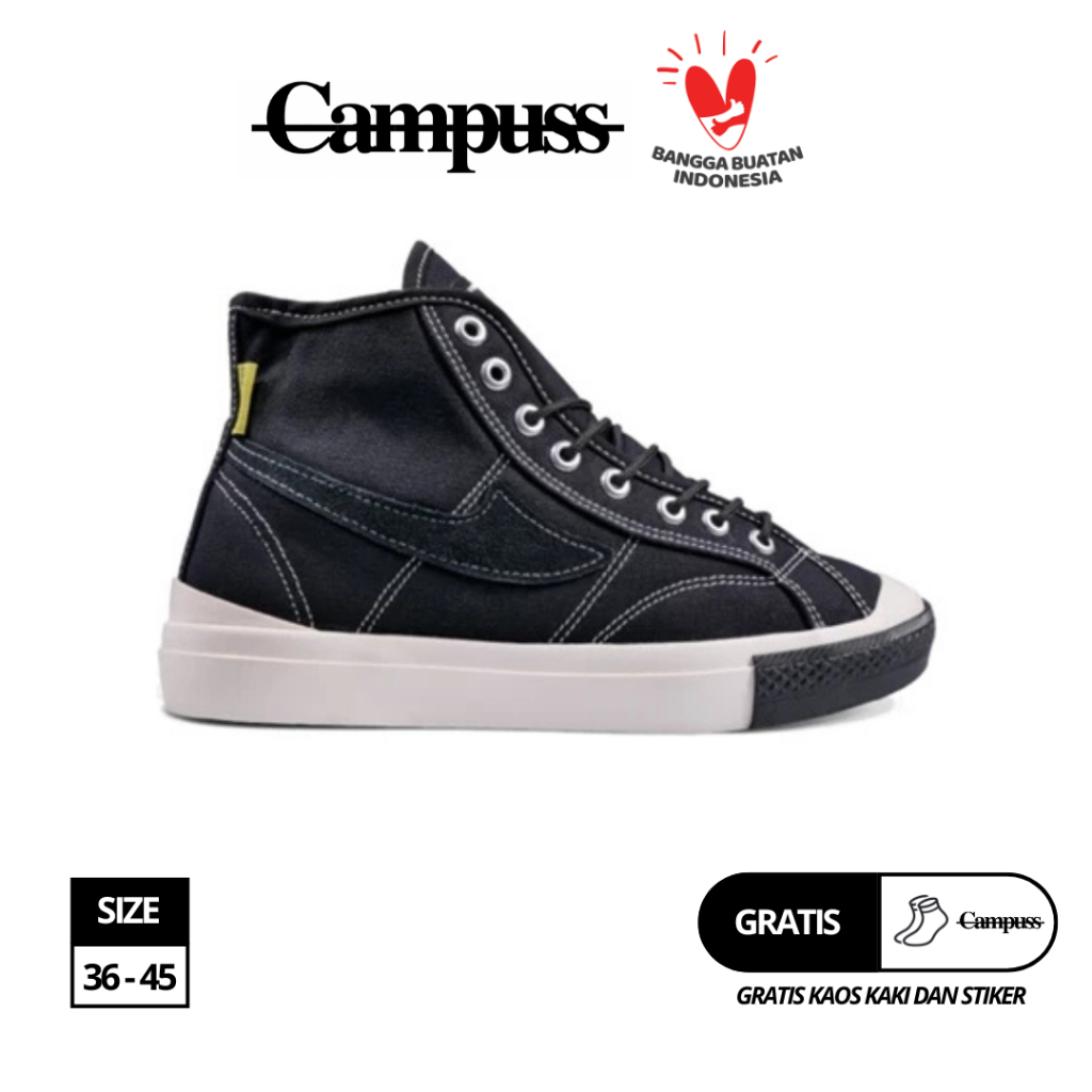 Campuss Fxxking Lite High Black White Sepatu Sneakers Casual Unisex Pria Wanita Size 36-45 Bahan Kan