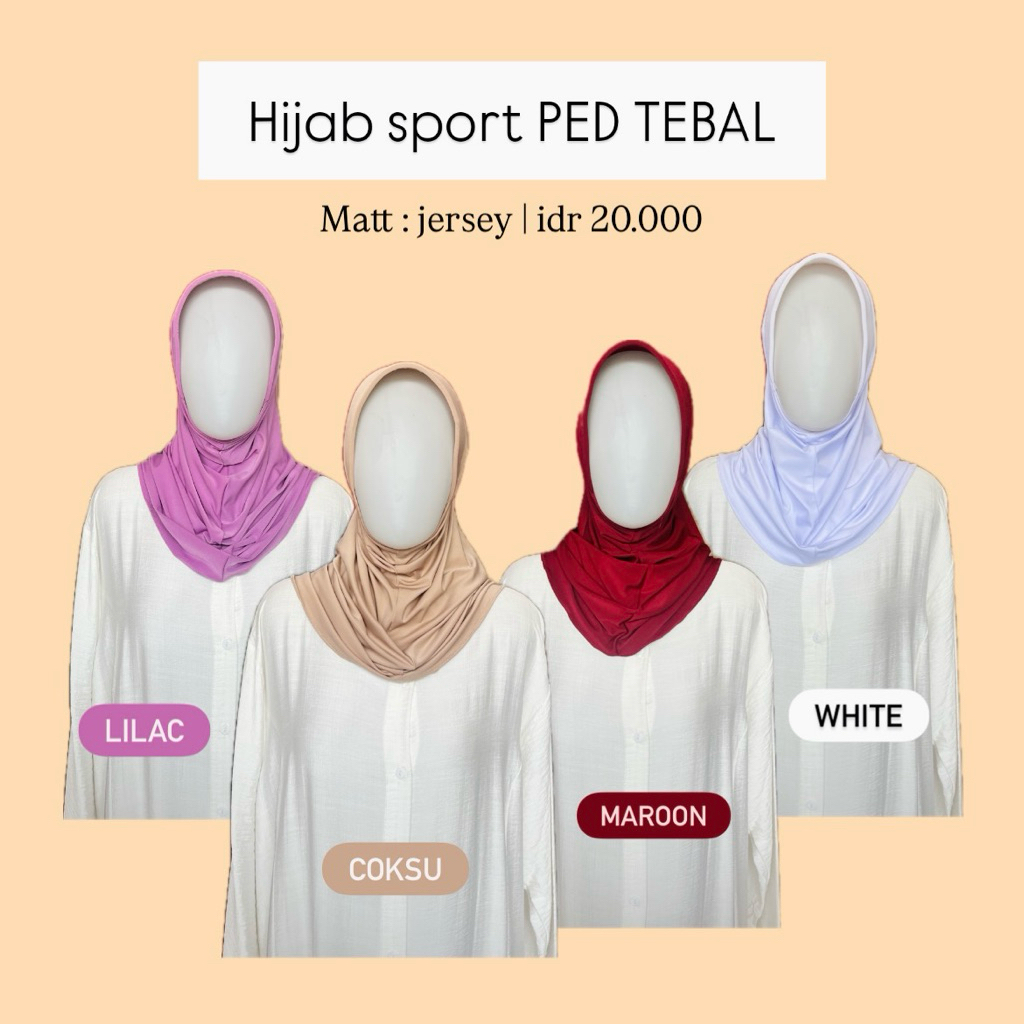 Hijab sport ped tebal jilbab olahraga pendek jersey