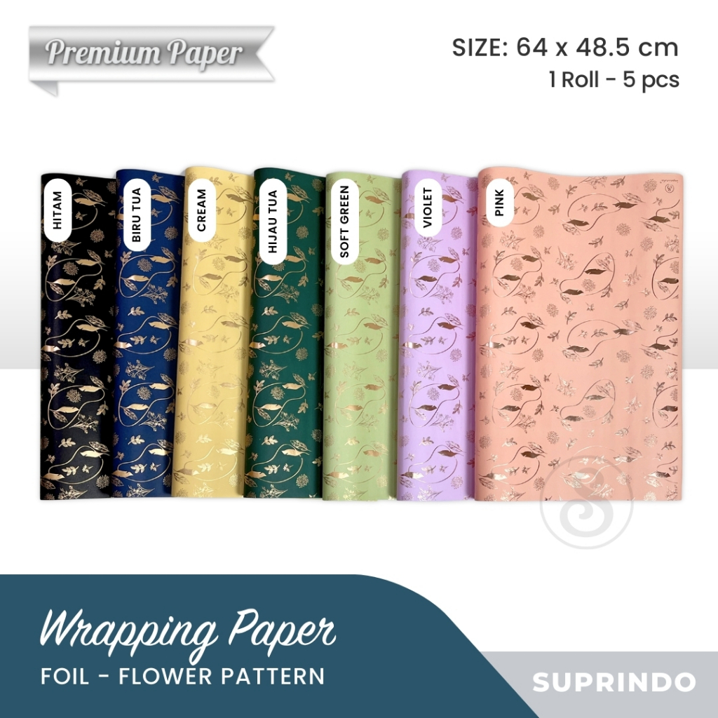 (5lbr) PREMIUM KERTAS KADO FOIL BUNGA