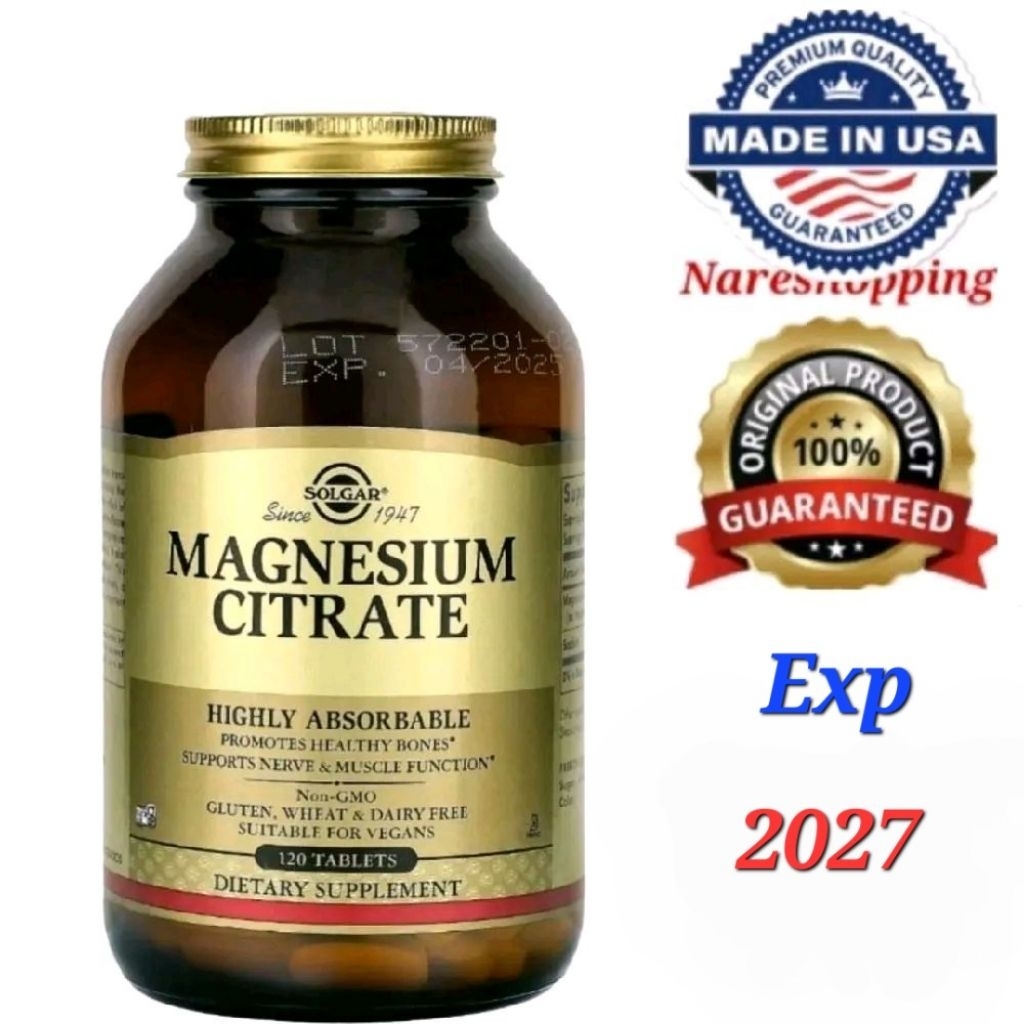 Solgar Magnesium Citrate, 120 Tablets USA November 2027
