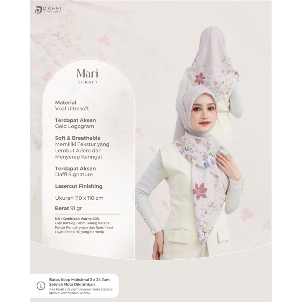 Scarf Daffi Mari Series hijab segiempat motif jilbab segiempat ORI Daffi