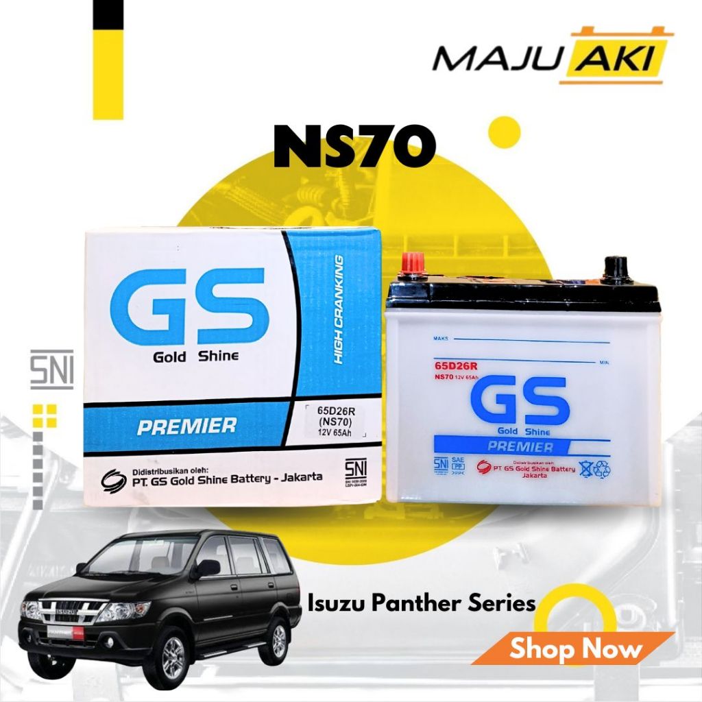 Aki Mobil Isuzu Panther Aki Basah GS Gold Shine Dry Charge Premier NS70 12V 65Ah