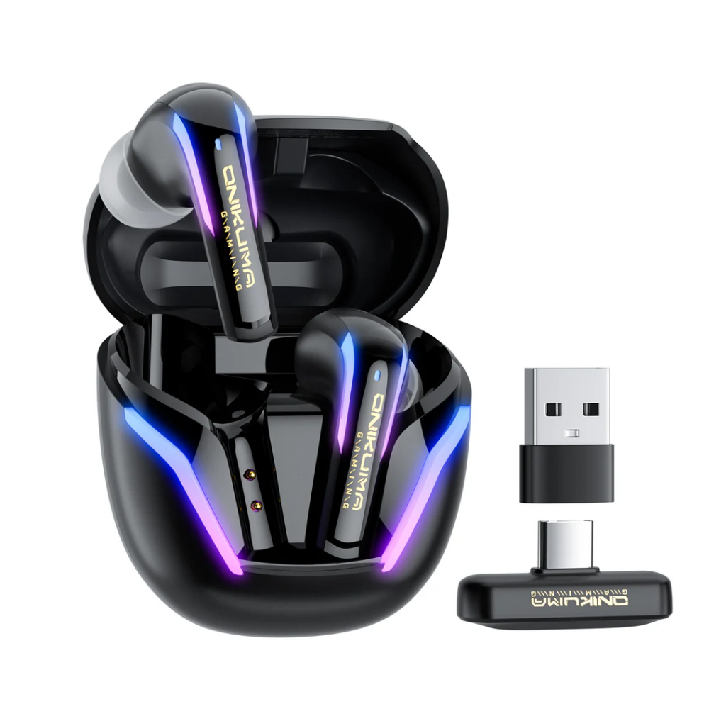 HEADSET BLUETOOTH ONIKUMA T27 BLACK TWS GAMING 2.4G