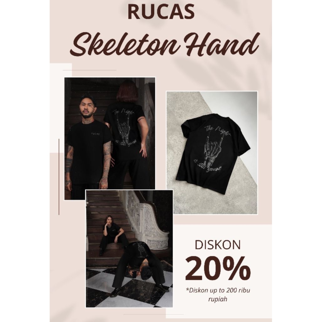Rucas Rockstar / Rucas Skeleton Hand Rockstar / Rucas kaos Rockstar / Rucas Kaos Skeleton Hand Rocks