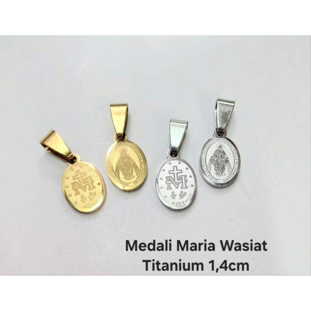 Liontin Medali Maria Wasiat EMAS Titanium Stainless 1,4cm