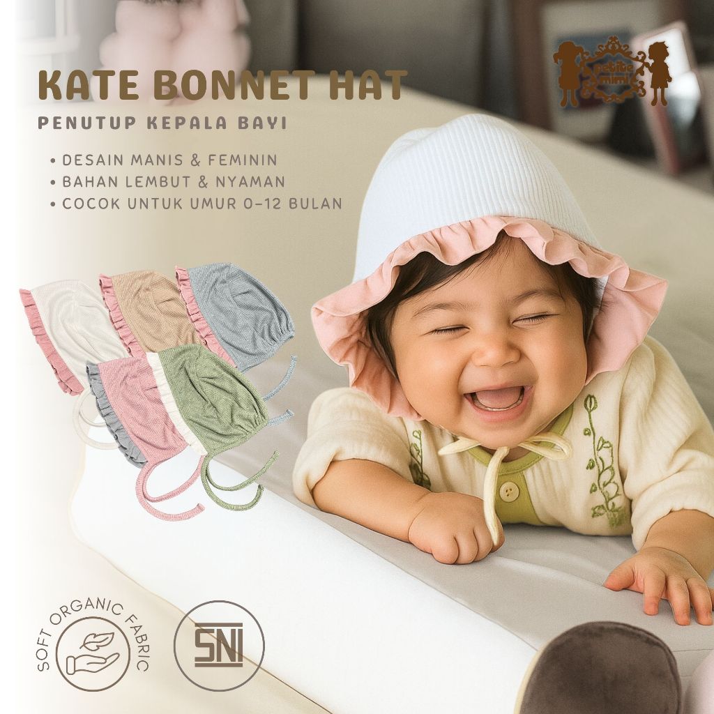 Petite Mimi Kate Bonnet Hat - Penutup Kepala Bayi - Bonnet Hat Baby