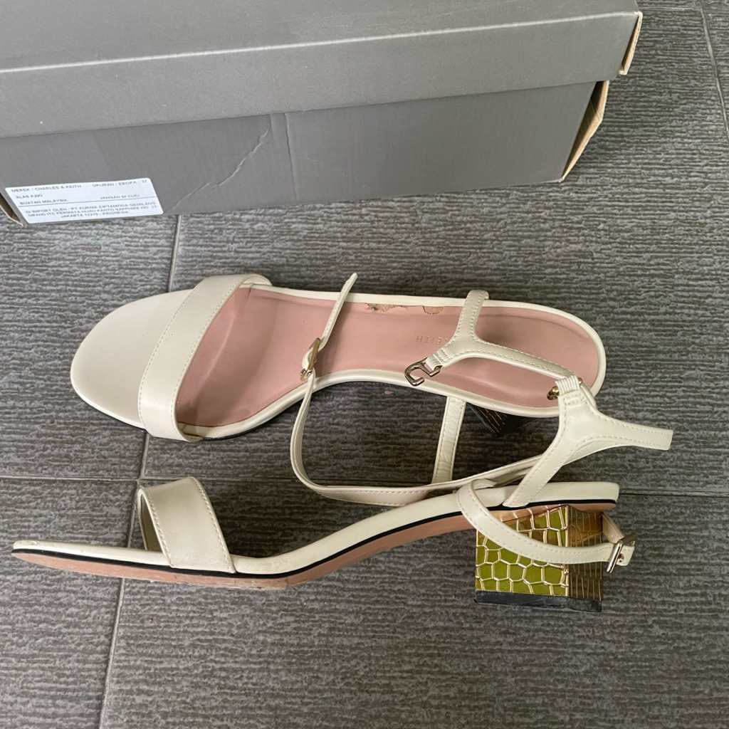 Charles & Keith White Cream Ivory Heels