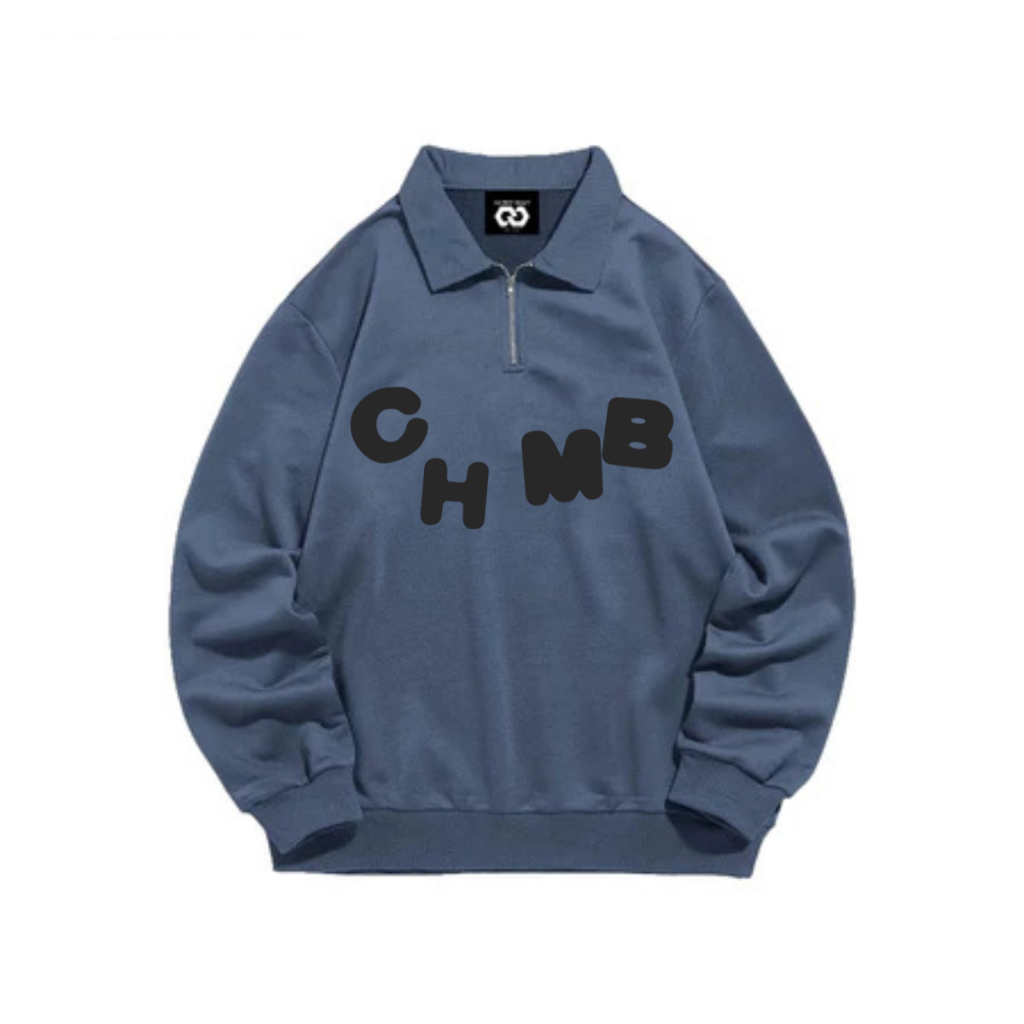 Sweather Hoodie Skena HalfZipper Size M L XL warna Denim Unisex High Quality Premium