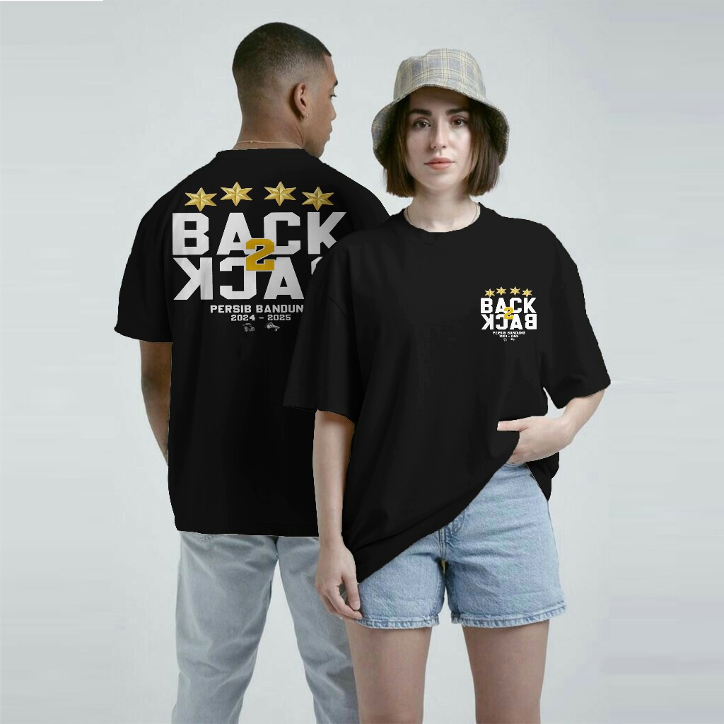Kaos Basic PERSIB BACK TO BACK CHAMPIONS 2025 - Kaos PERSIB JUARA 2025 Oversize Pria Dan Wanita
