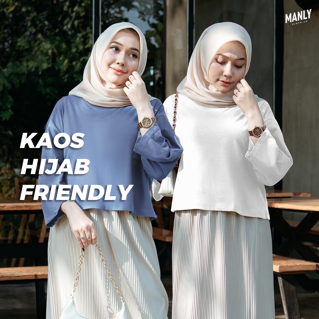 DENAYA CROP TOP BASIC OVER SIZE COTTON COMBED 30s LENGAN 7/8 HIJAB FRIENDLY KAOS 100% ASLI KATUN