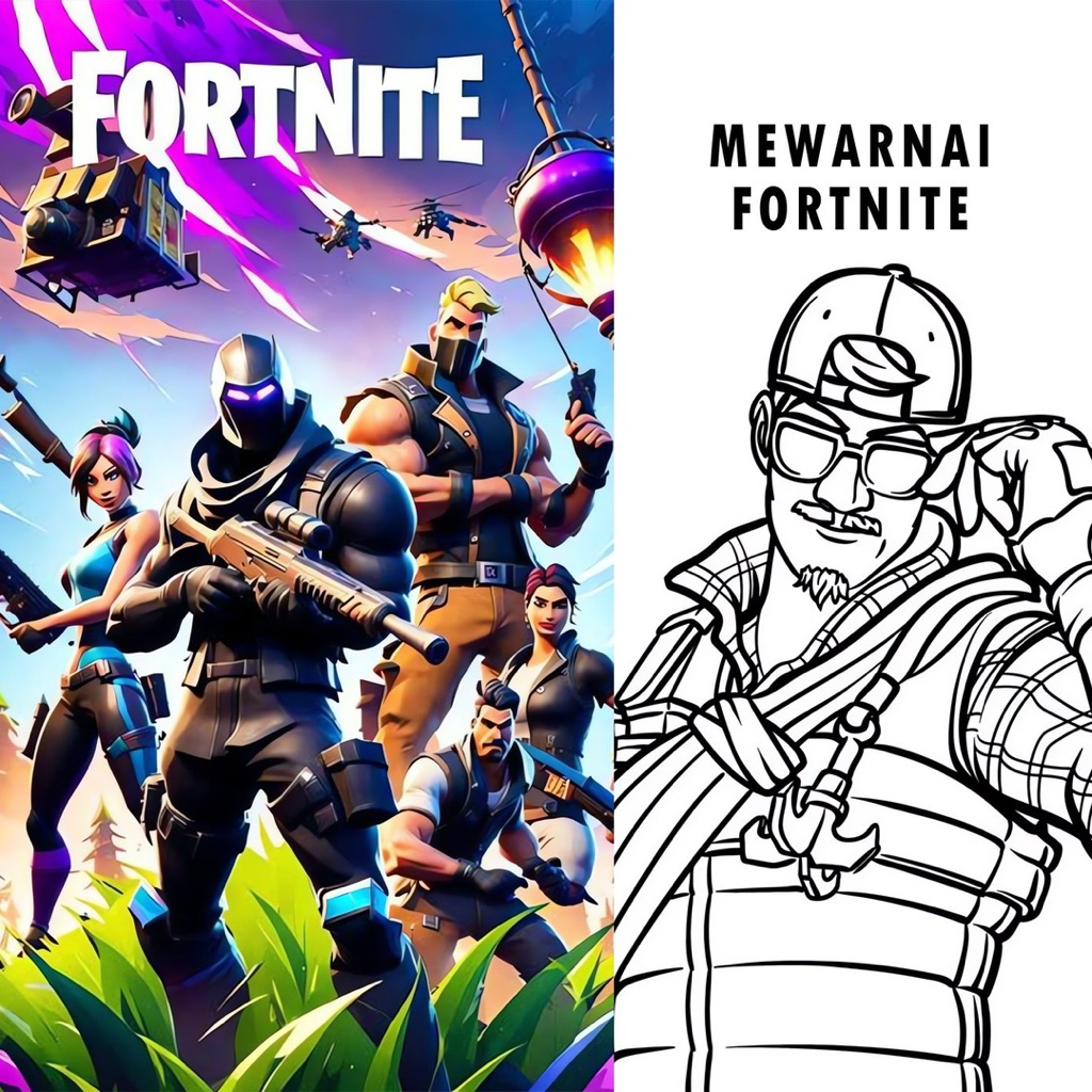 

15 Lembar A5 | Kertas Mewarnai tema FORTNITE | 15 Kertas gambar berbeda