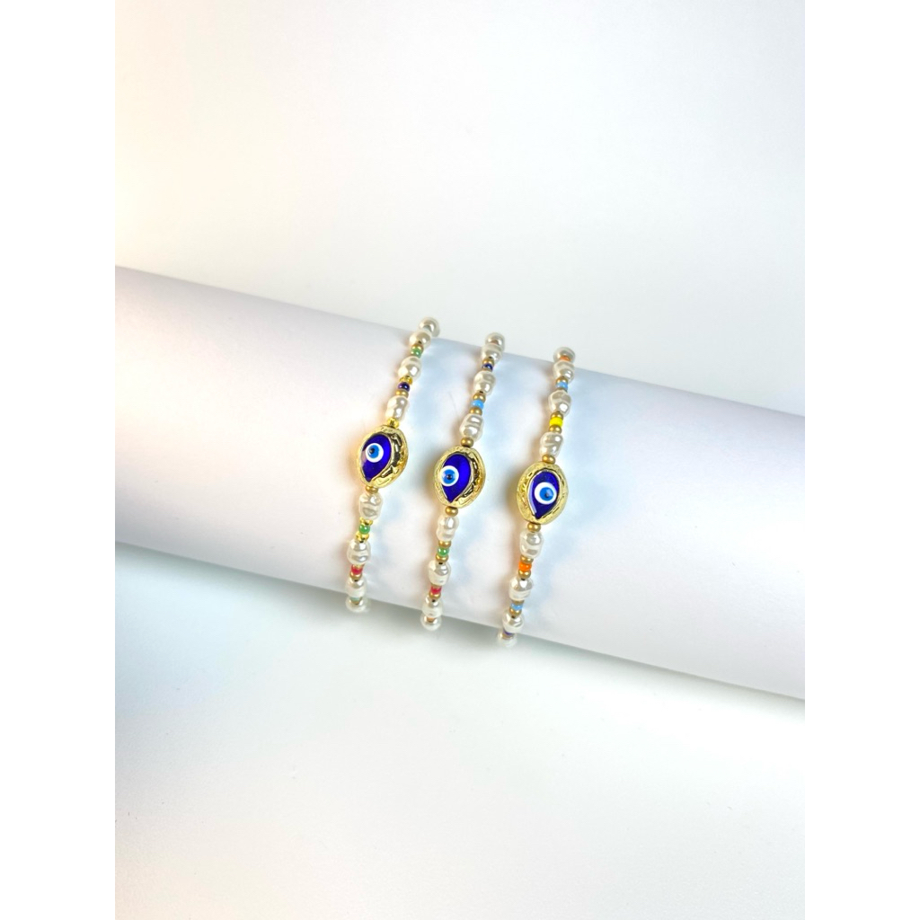 Evil Eye Pearl Bracelet – Turkish Charm