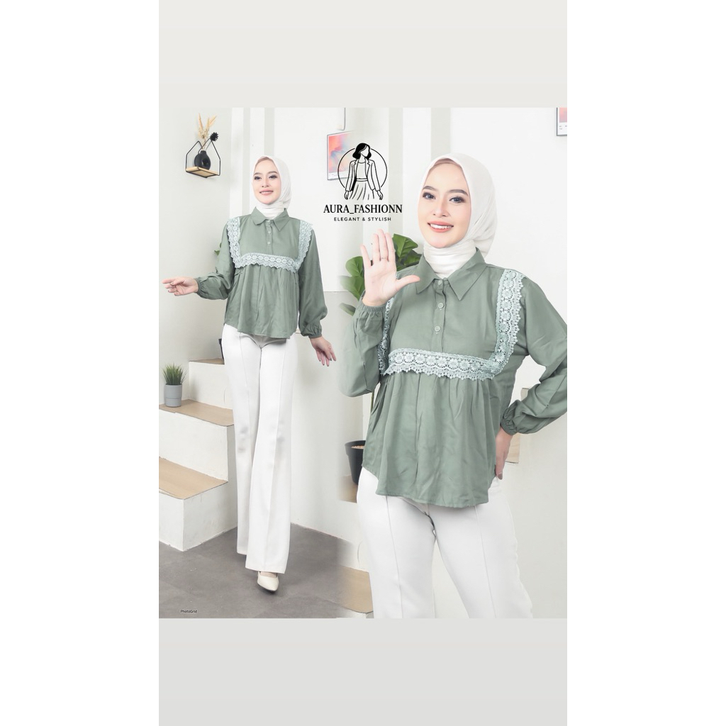 AuraFashion_Anaya Blouse Terbaru Atasan Rayon Polos Kemeja Polos Busui