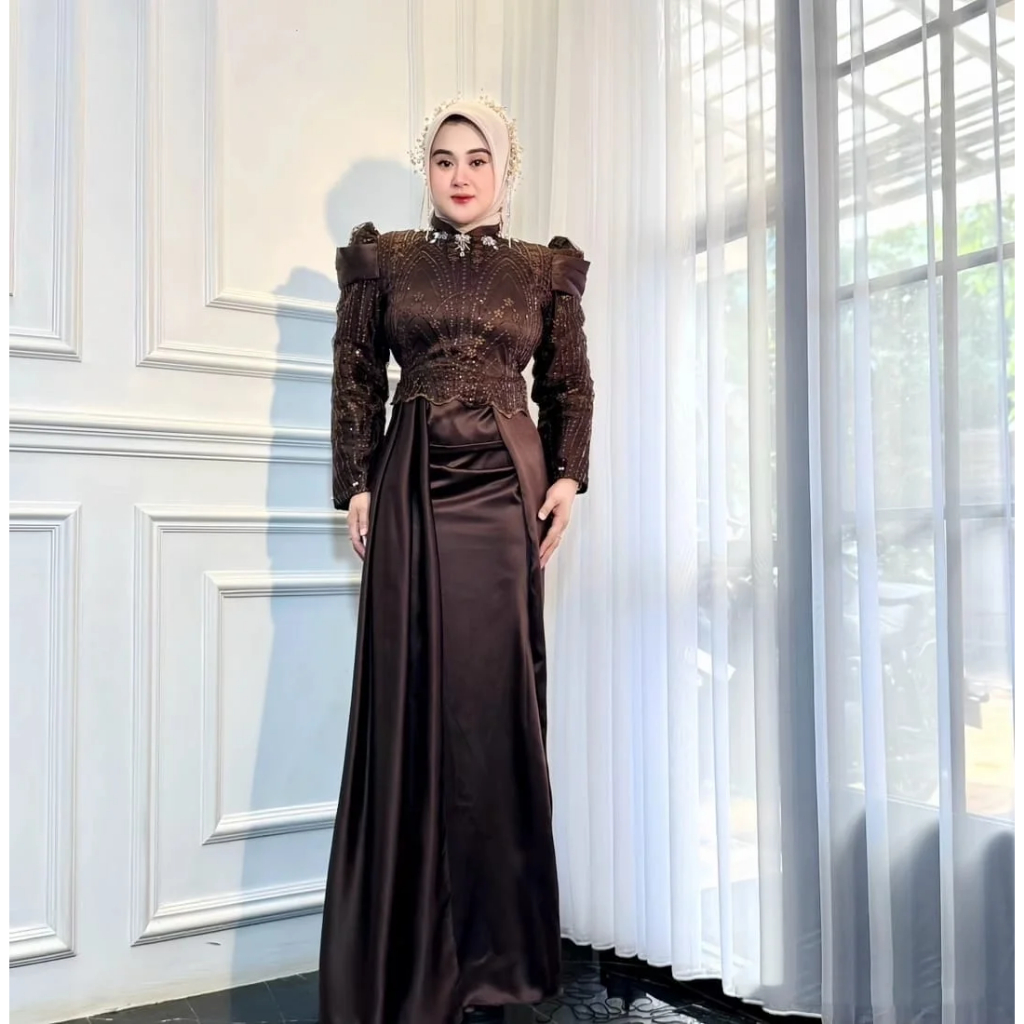 Gamis Terbaru 2026 Model Terbaru Gamis Brokat Kondangan Calista Dress Kondangan Simple Elegan Mewah