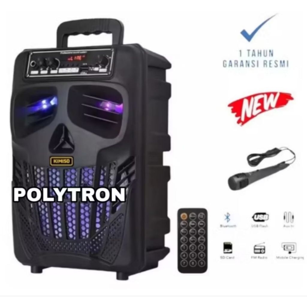 Speaker Bluetooth Kimiso/POLYTRON 7801 Mini Portable 6.5 Inch Free Mic