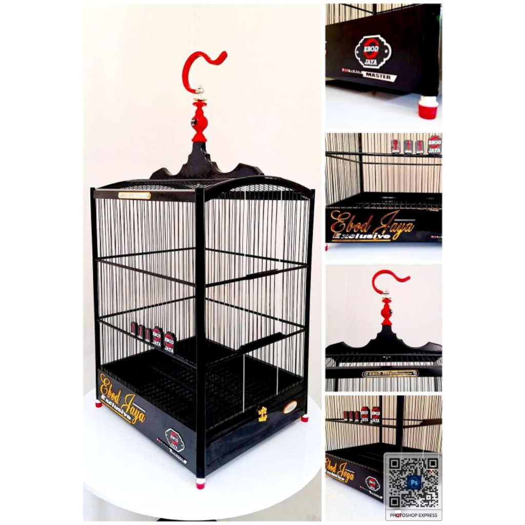 (INSTAN) KANDANG SANGKAR KOTAK EBOD JAYA BLACK MASTER AKRILIK TIMBUL RUJI FIBER