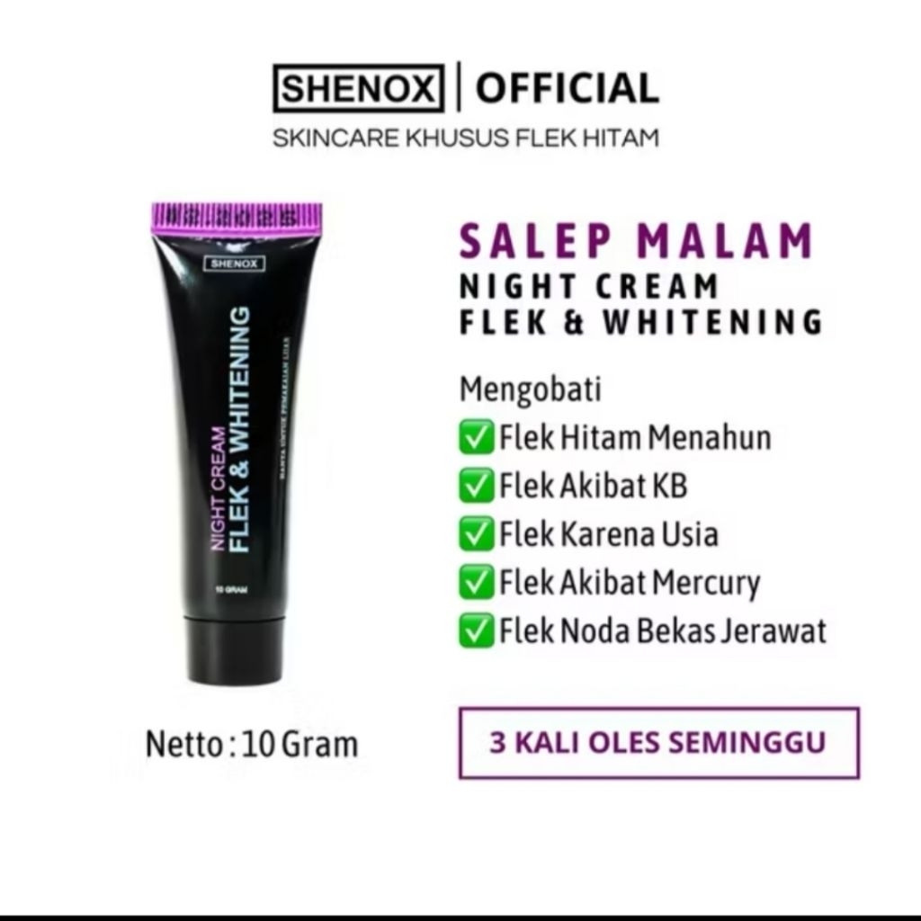 Shenox Skincare Salep Flek Night Whitening Resmi BPOM | Salep Malam Flek Hitam