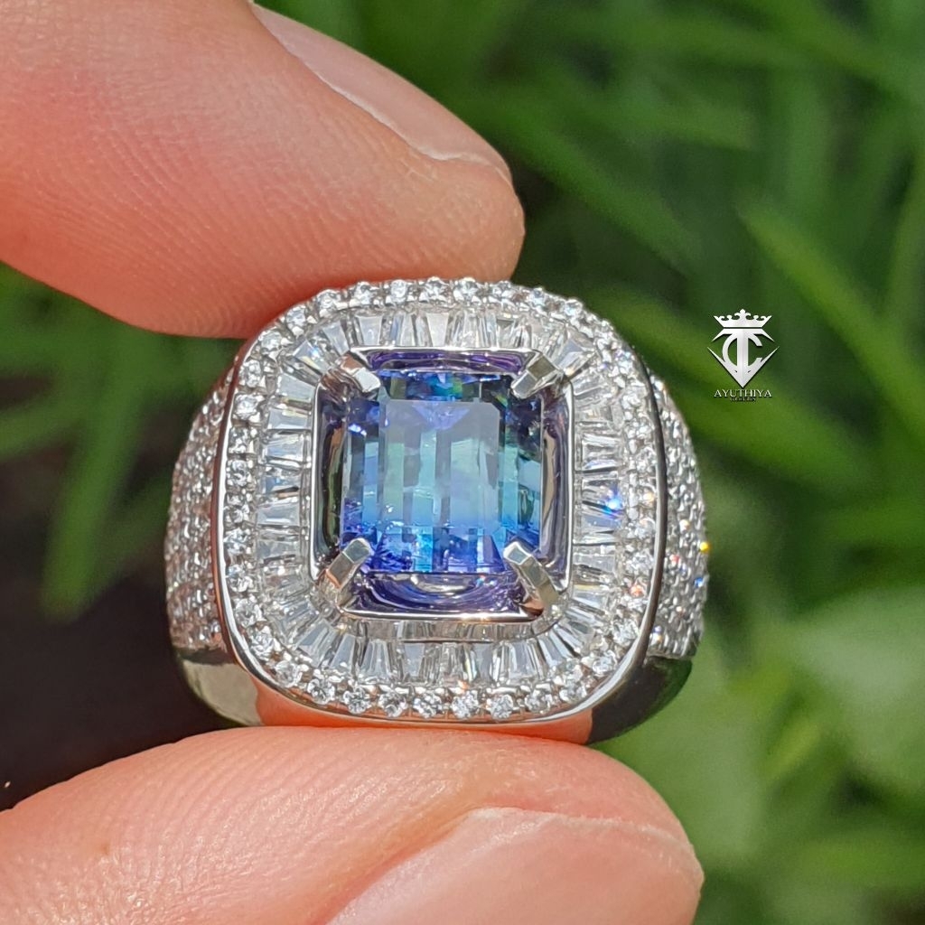 Batu Permata Natural RARE Bi Color Tanzanite Tanzania 3.90 Ct GRI Lab Memo