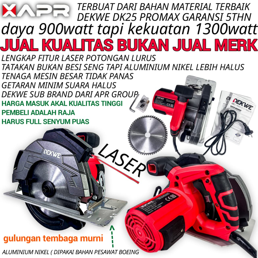 CIRCULAR SAW LESER DEKWE DK25PROMAX SERKEL GERGAJI LISTRIK POTONG KAYU KUAT AWET MEWAH MURAH BERKAH