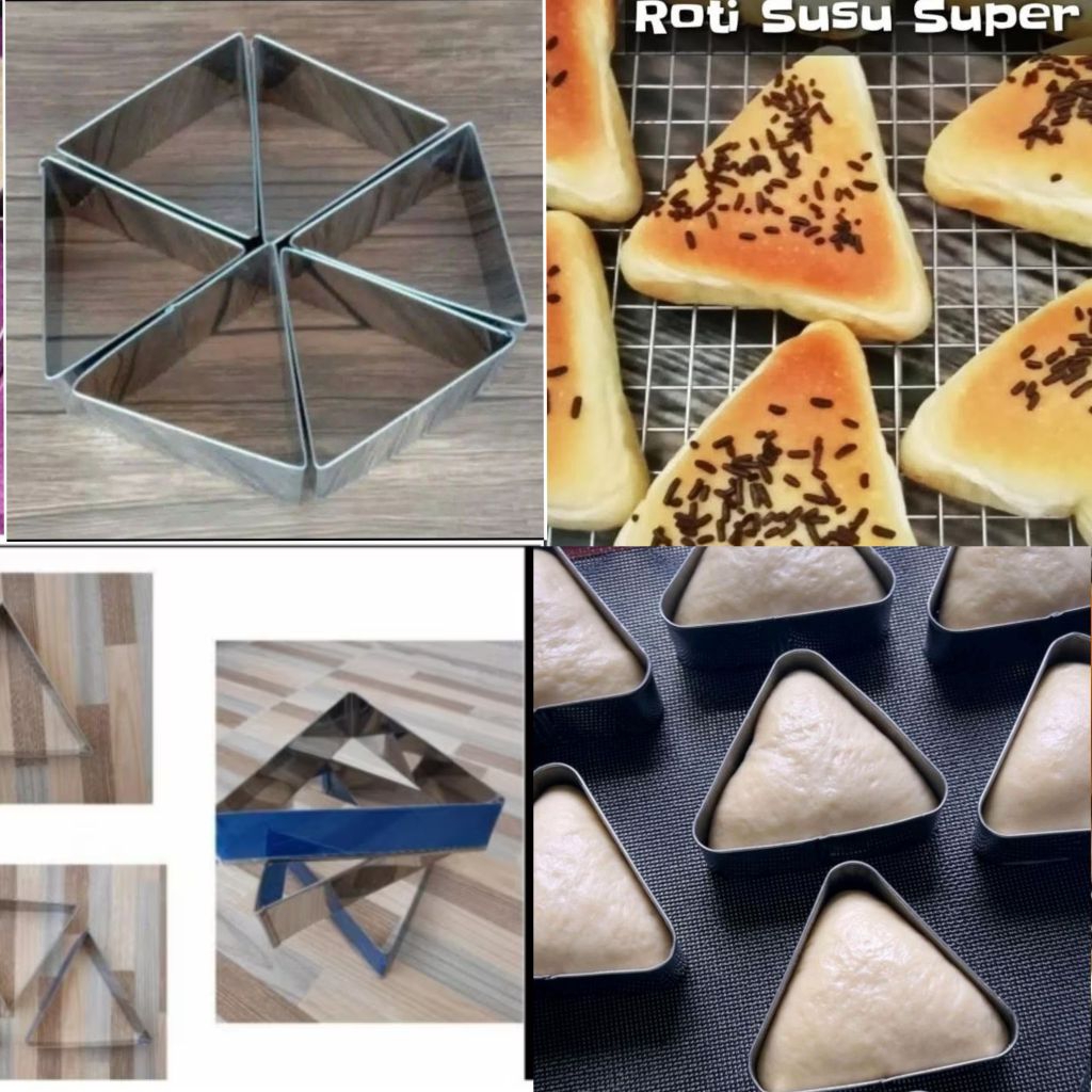 Cetakan ring roti segitiga stainless, isi satu lusin