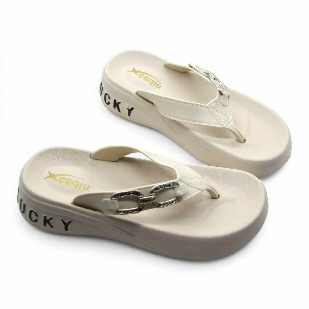EH64 | Sandal Jepit Wedges Wanita Beruntung | Sendal Jepit Wanita Lucky | Sendal Wanita Terbaru Mode