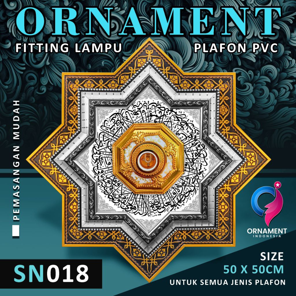 Qlola Money Ornamen Lampu Plafon Pvc 50X50Cm Kaligrafi