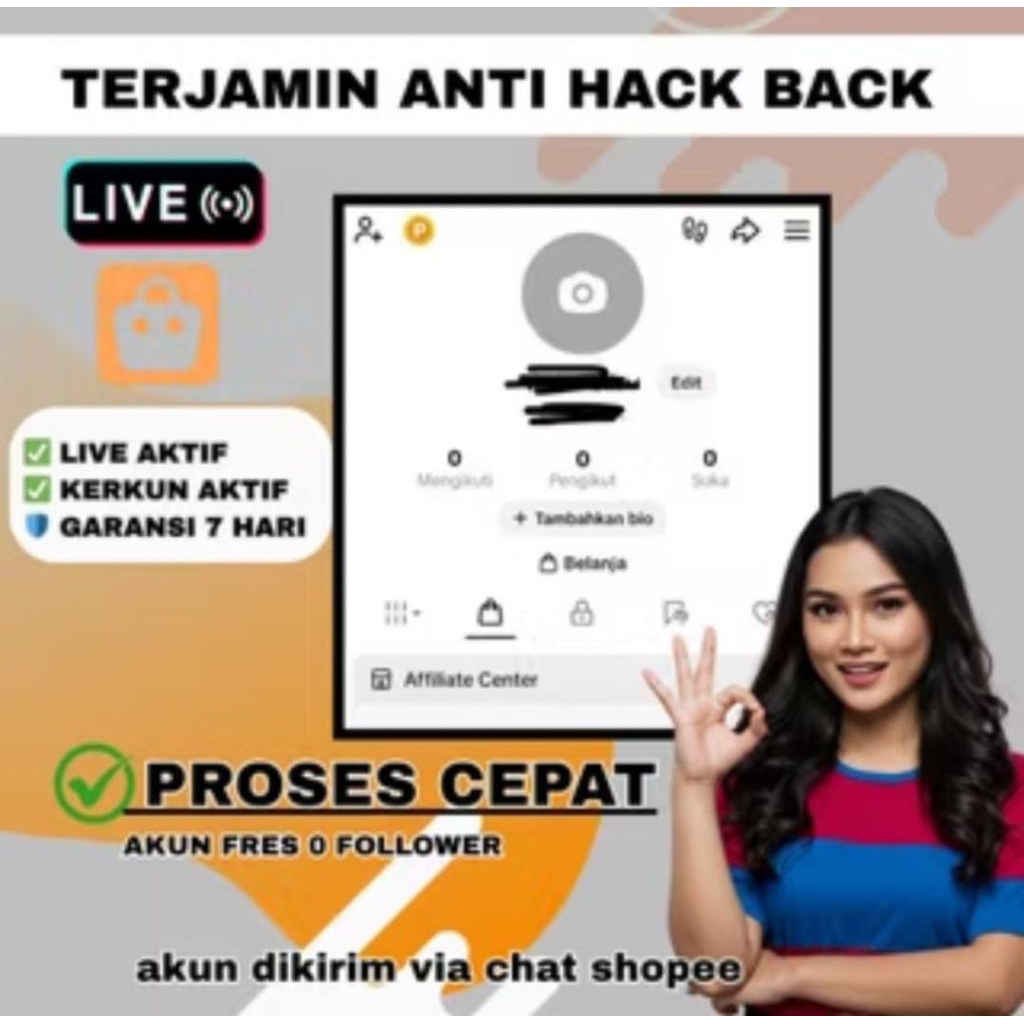 AKUN TIKTOK AFFILIATE 0 FOLLOWERS BERGERASI