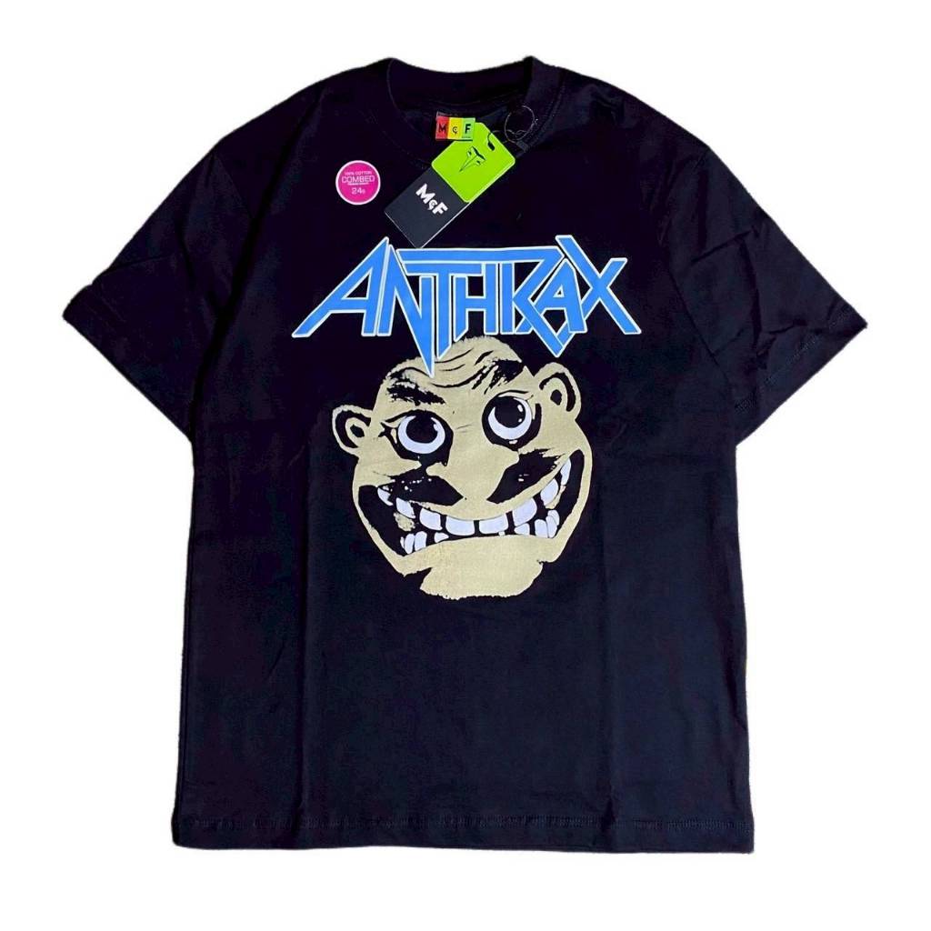 KAOS T-SHIRT OVERSIZE MUSIC ANTHRAX FACE BLACK