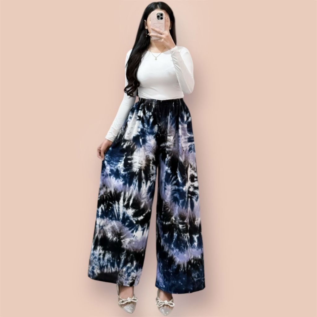 COD| Best seller celana kulot wanita Jumbo // Kulot tie dye motif smoke/percik|celana viral|celana k