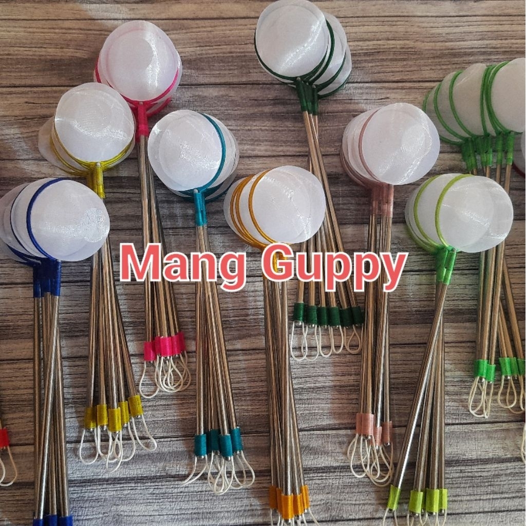 Seser/Serok ikan hias kecil lingkaran 5cm gagang stainless pendek